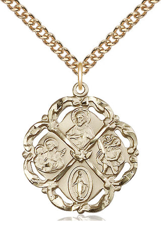 14kt Gold Filled 5-Way Medal Catholic Jewelry