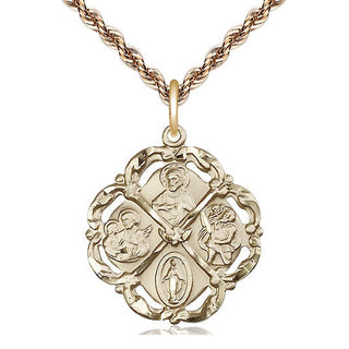 14kt Gold Filled 5-Way Medal Catholic Jewelry