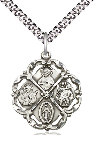 Pewter 5-Way Medal Catholic Jewelry