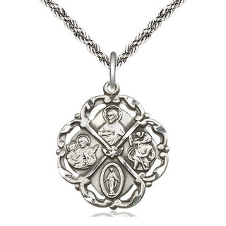 Sterling Silver 5-Way Medal Catholic Jewelry