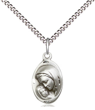 Sterling Silver Madonna & Child Medal Religious and Catholic Jewelry
