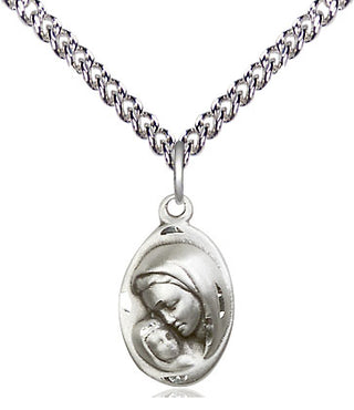 Sterling Silver Madonna & Child Medal Religious and Catholic Jewelry