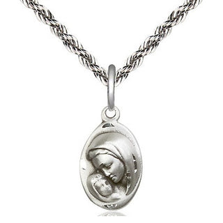 Sterling Silver Madonna & Child Medal Religious and Catholic Jewelry
