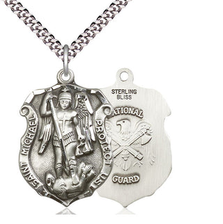 Sterling Silver Saint Michael National Guard Medal Catholic Jewelry
