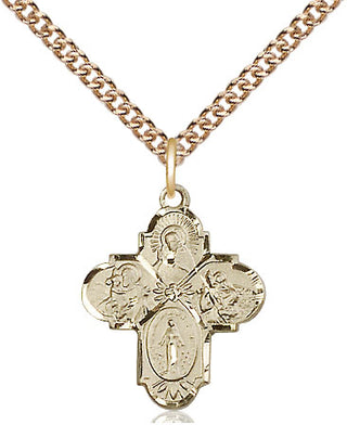 14kt Gold Filled 4-Way Medal Religious Jewelry