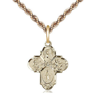 14kt Gold Filled 4-Way Medal Religious Jewelry