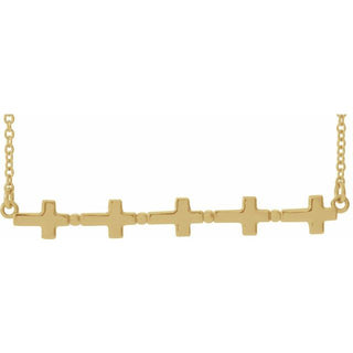 14K Yellow Sideways Cross Bar 18" Necklace   