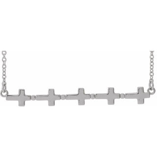 14K White Sideways Cross Bar 18" Necklace   