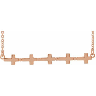 14K Rose Sideways Cross Bar 18" Necklace   