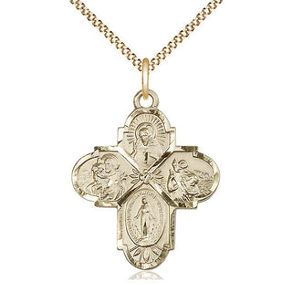 14kt Gold Filled 4-Way Medal Catholic Jewelry