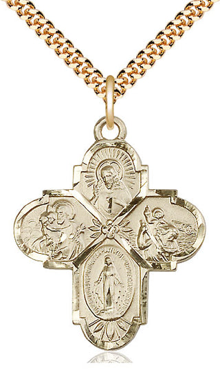 14kt Gold Filled 4-Way Medal Catholic Jewelry