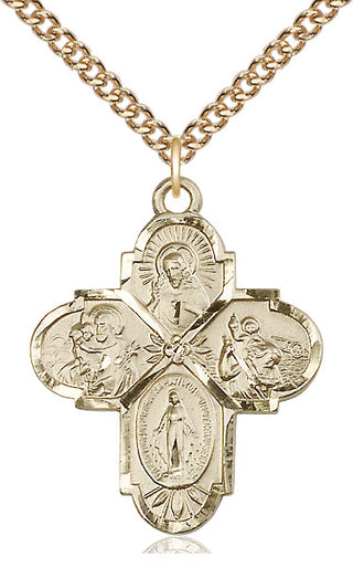 14kt Gold Filled 4-Way Medal Catholic Jewelry