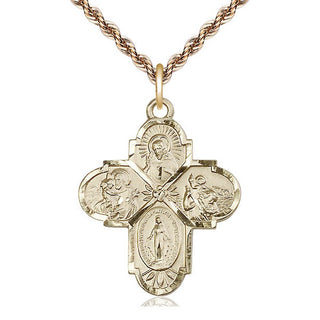 14kt Gold Filled 4-Way Medal Catholic Jewelry