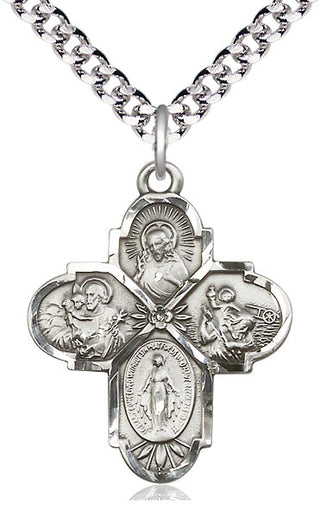 Pewter 4-Way Medal Catholic Jewelry