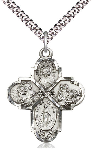 Sterling Silver 4-Way Medal Catholic Jewelry
