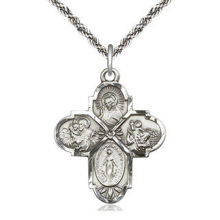 Sterling Silver 4-Way Medal Catholic Jewelry