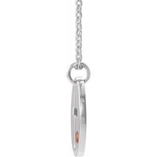 Sterling Silver Imitation Citrine Pierced Cross Disc 16-18" Necklace 