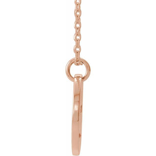 14K Rose Natural Ruby Pierced Cross Disc 16-18" Necklace