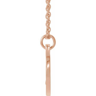 14K Rose Natural Sapphire Pierced Cross Disc 16-18" Necklace