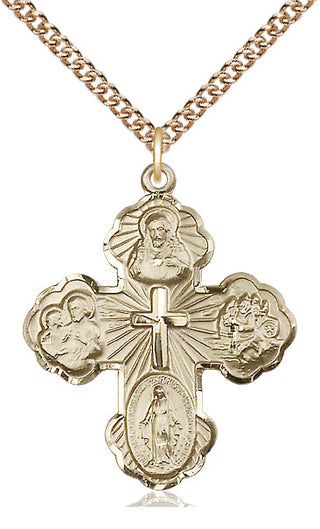 14kt Gold Filled 5-Way Medal Catholic Jewelry