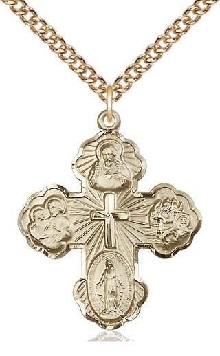 14kt Gold Filled 5-Way Medal Catholic Jewelry