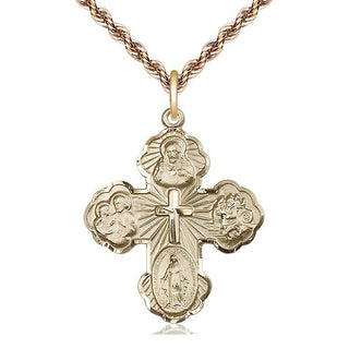 14kt Gold Filled 5-Way Medal Catholic Jewelry