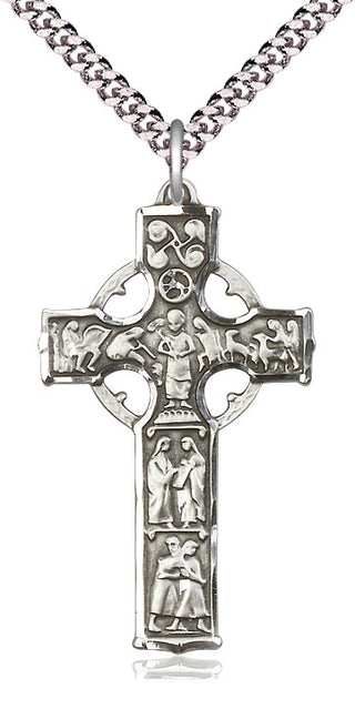 Sterling Silver Celtic Cross Medal Catholic Jewelry