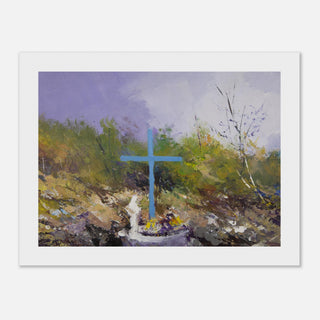 Abstract Teal Cross Landscape Framed Print - view 4