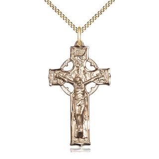 14kt Gold Filled Celtic Crucifix Medal Catholic Jewelry