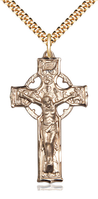 14kt Gold Filled Celtic Crucifix Medal Catholic Jewelry
