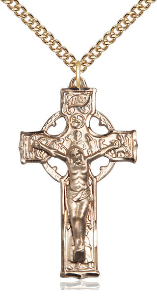 14kt Gold Filled Celtic Crucifix Medal Catholic Jewelry