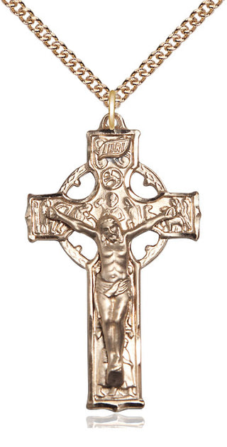 14kt Gold Celtic Crucifix Medal