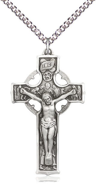 Sterling Silver Celtic Crucifix Medal Catholic Jewelry