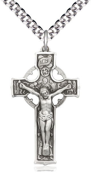 Sterling Silver Celtic Crucifix Medal Catholic Jewelry