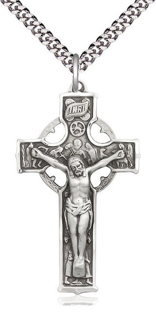 Sterling Silver Celtic Crucifix Medal Catholic Jewelry