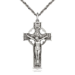 Sterling Silver Celtic Crucifix Medal Catholic Jewelry
