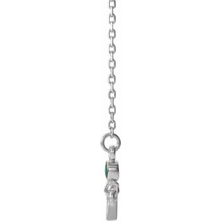 Sterling Silver Emerald Sideways Cross 16-18" Necklace