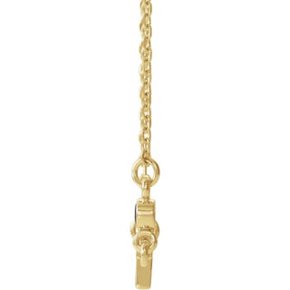 14K Yellow Natural Amethyst Sideways Cross 16-18" Necklace