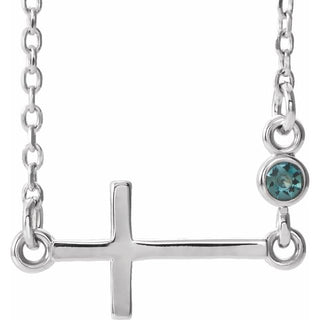 Sterling Silver Natural Alexandrite Sideways Cross 16-18" Necklace