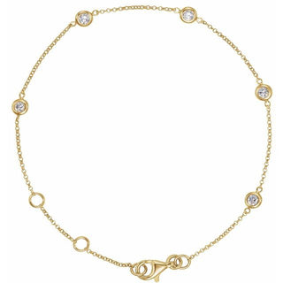 14K Yellow 1/4 CTW Natural Diamond Bezel-Set 5-Station 5 1/2-7" Bracelet