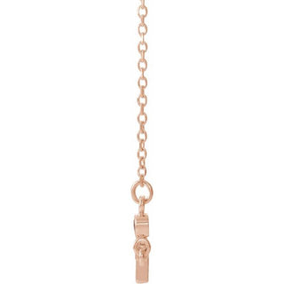 14K Rose Lab-Grown Ruby Sideways Cross 16-18" Necklace 