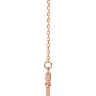 14K Rose Natural Blue Zircon Sideways Cross 16-18" Necklace