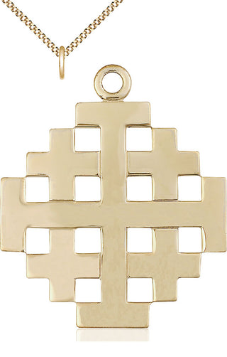 14kt Gold Filled Jerusalem Cross Medal Catholic Jewelry