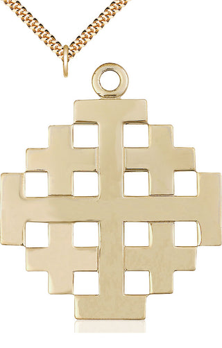 14kt Gold Filled Jerusalem Cross Medal Catholic Jewelry
