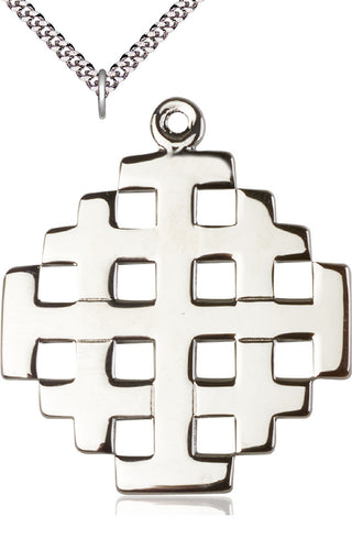 Sterling Silver Jerusalem Cross Medal Catholic Jewelry