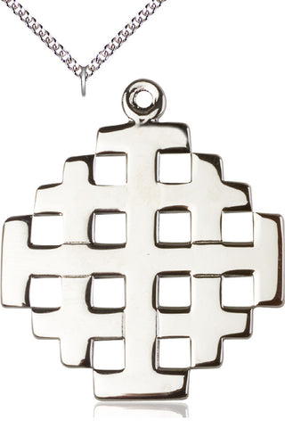 Sterling Silver Jerusalem Cross Medal Catholic Jewelry