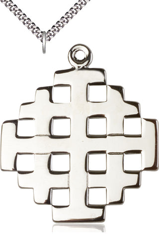 Sterling Silver Jerusalem Cross Medal Catholic Jewelry