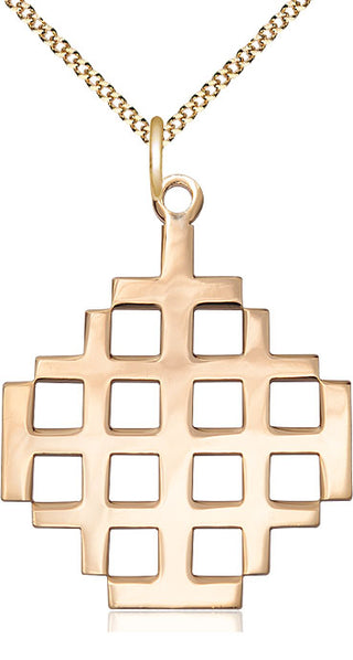14kt Gold Filled Jerusalem Cross Medal Catholic Jewelry
