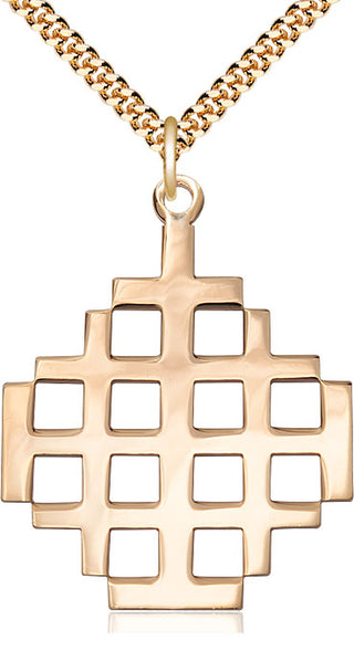 14kt Gold Filled Jerusalem Cross Medal Catholic Jewelry