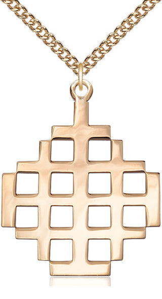 14kt Gold Filled Jerusalem Cross Medal Catholic Jewelry